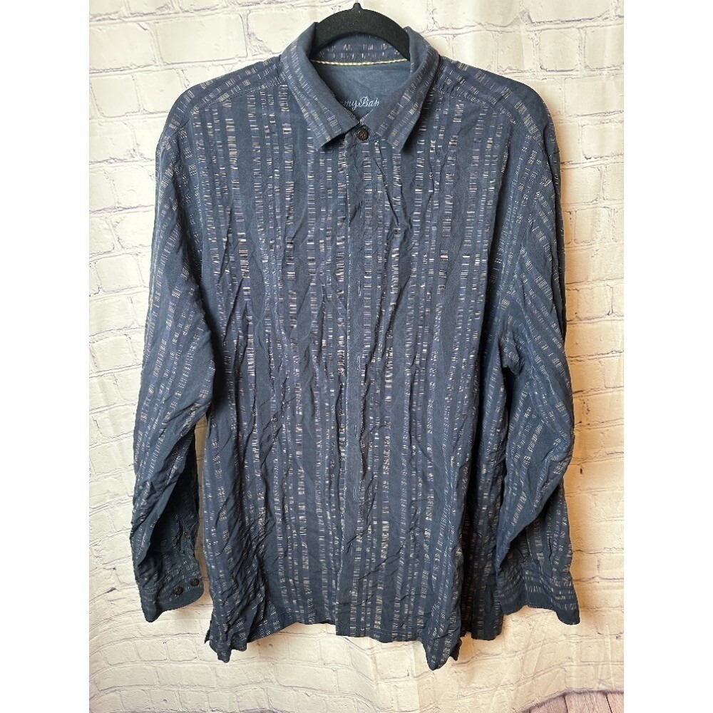 Tommy Bahama Button Down Shirt Long Sleeve SILK/WOOL Casual Size L